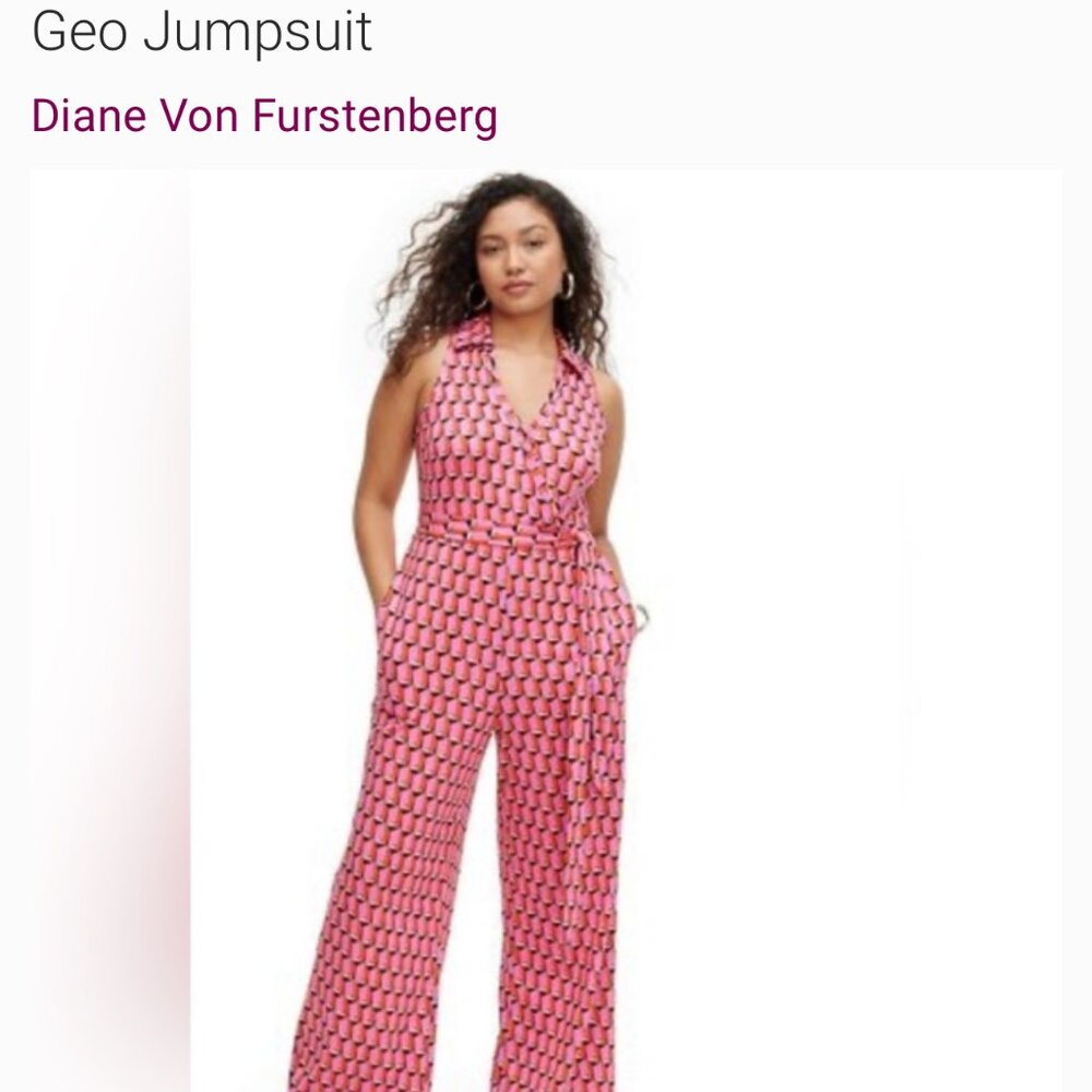 DVF for Target Collared Sleeveless Pink Modern Geo Jumpsuit 1X